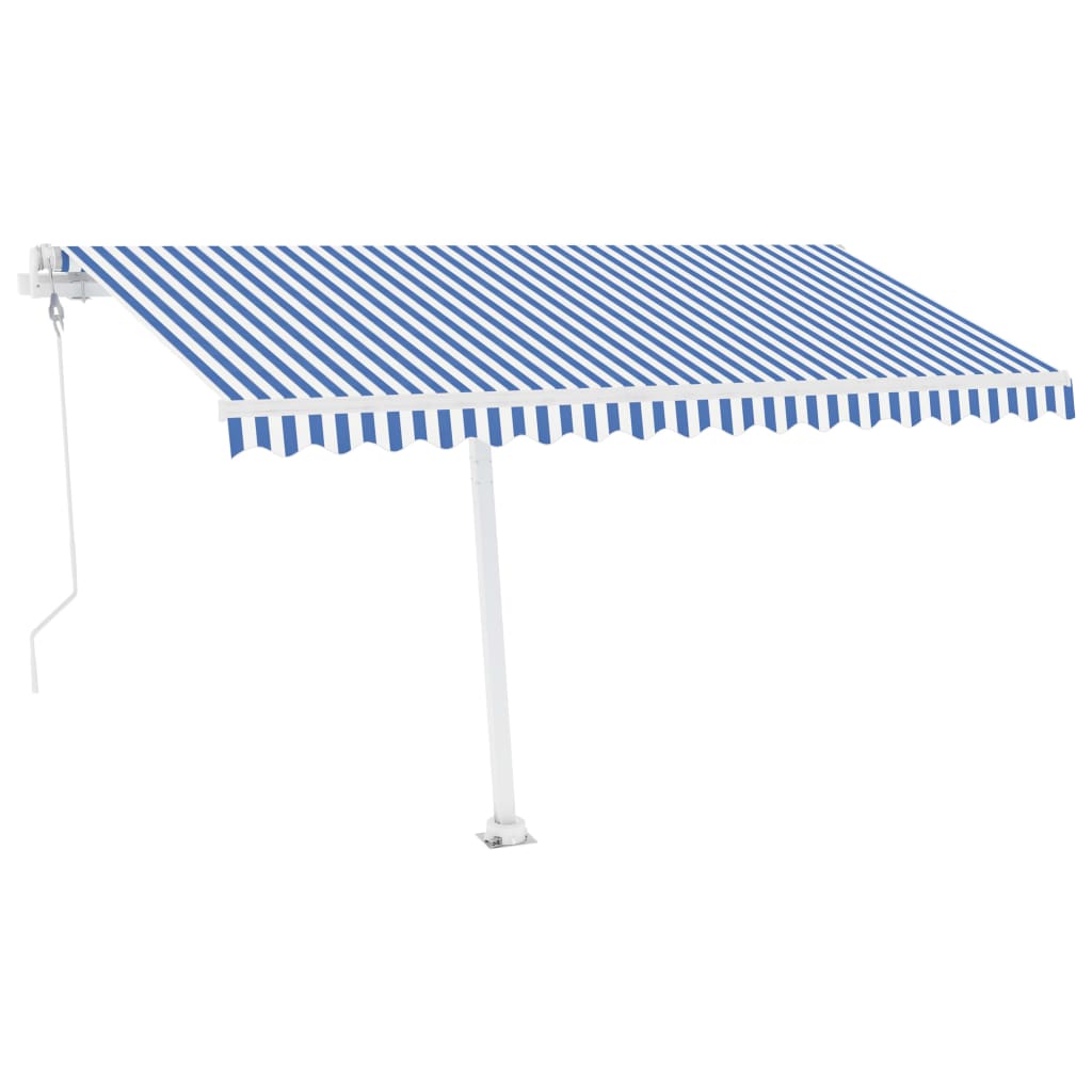 Sisäänkelattava markiisi LED/tuulisensori 400x350cm sinivalk. - Sisustajankoti.fi