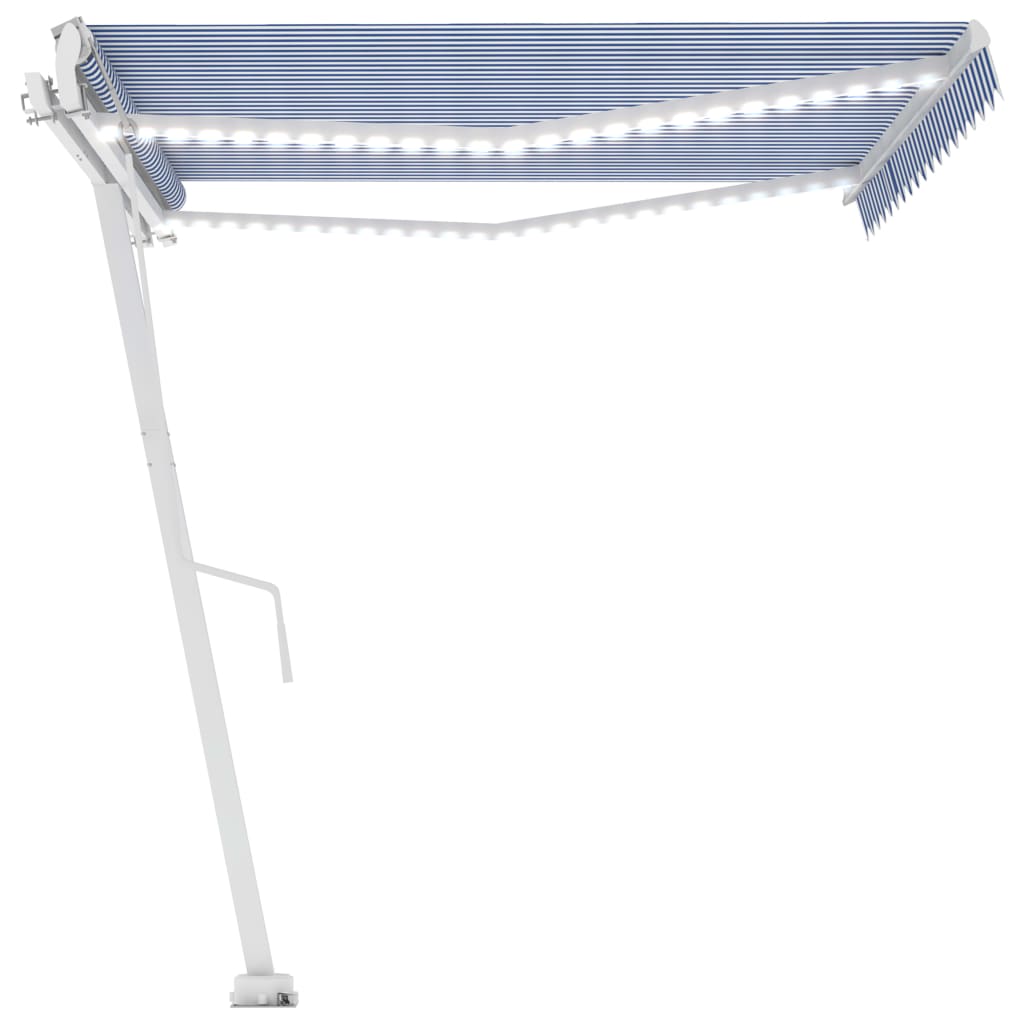Sisäänkelattava markiisi LED/tuulisensori 400x350cm sinivalk. - Sisustajankoti.fi