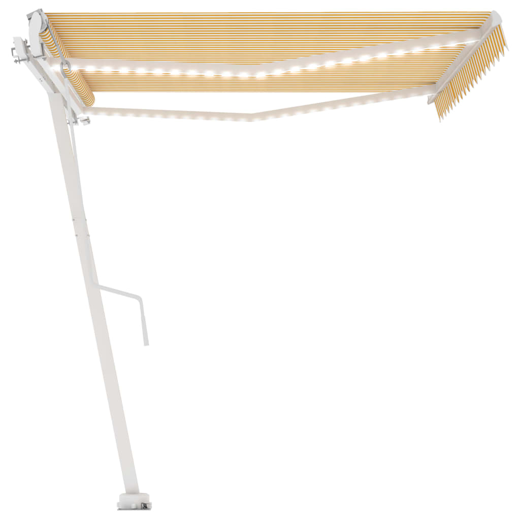 Sisäänkelattava markiisi LED/tuulisensori 400x350 cm keltavalk. - Sisustajankoti.fi