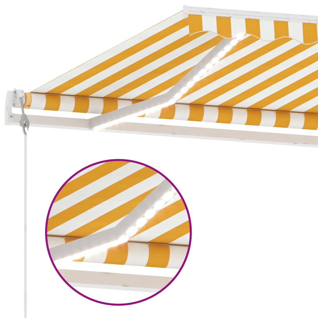 Sisäänkelattava markiisi LED/tuulisensori 400x350 cm keltavalk. - Sisustajankoti.fi