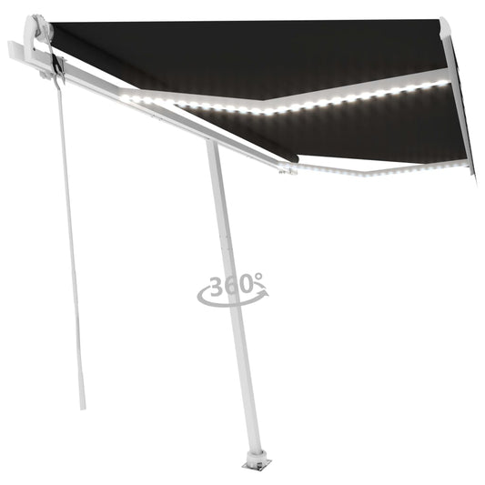 Sisäänkelattava markiisi LED/tuulisensori 400x350cm antrasiitti - Sisustajankoti.fi