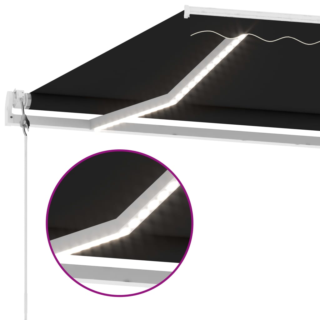 Sisäänkelattava markiisi LED/tuulisensori 400x350cm antrasiitti - Sisustajankoti.fi