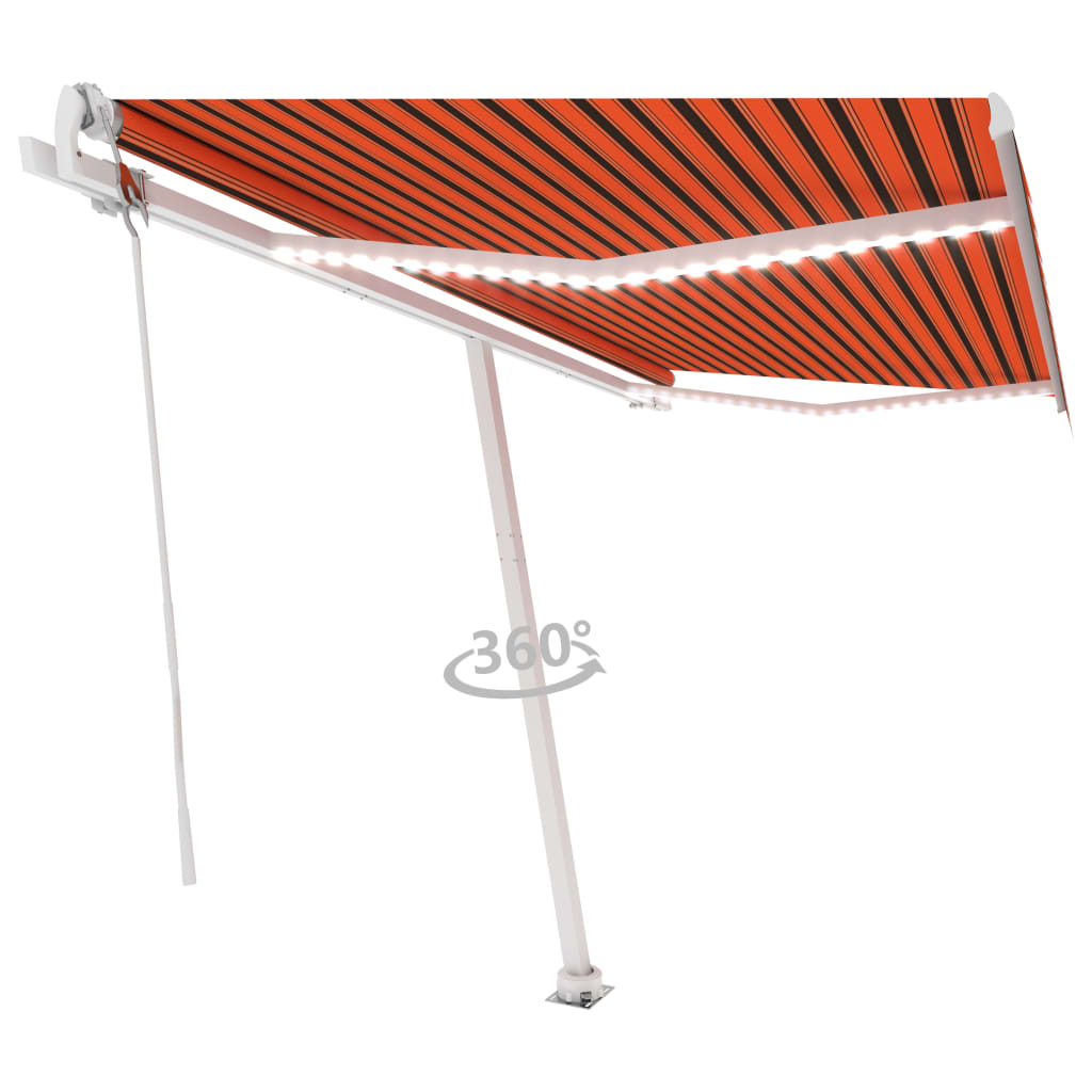 Sisäänkelattava markiisi LED/tuulisens. 400x350cm orans./rusk. - Sisustajankoti.fi