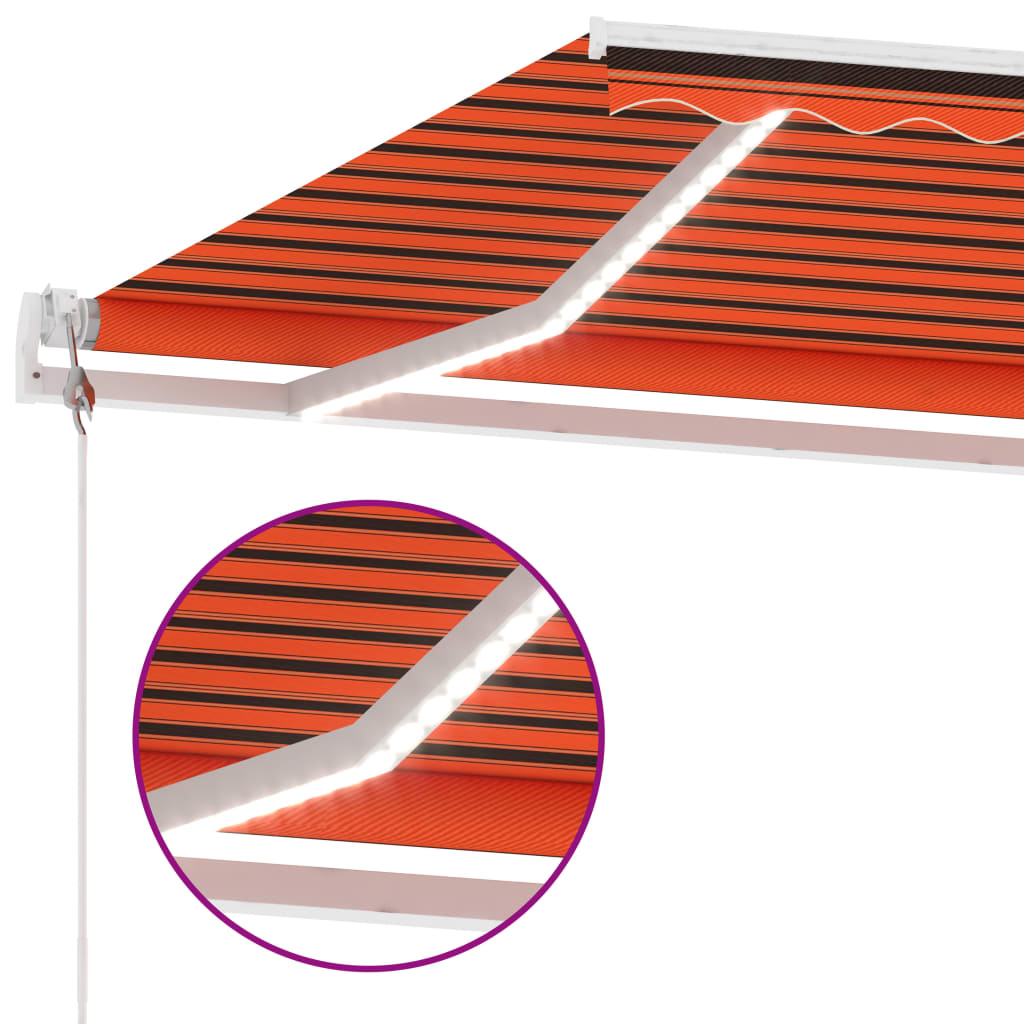 Sisäänkelattava markiisi LED/tuulisens. 400x350cm orans./rusk. - Sisustajankoti.fi