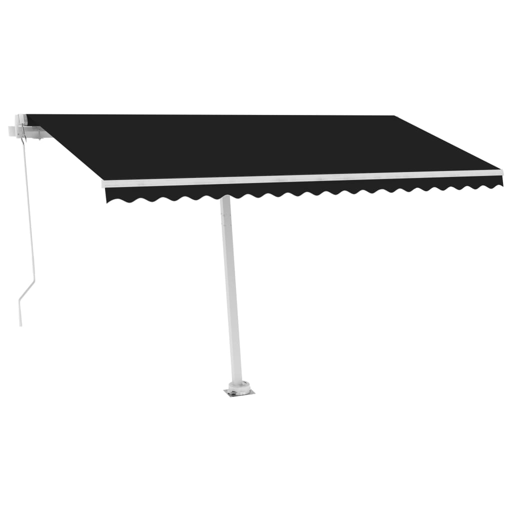 Käsin sisäänkelattava markiisi LEDillä 450x350 cm antrasiitti - Sisustajankoti.fi