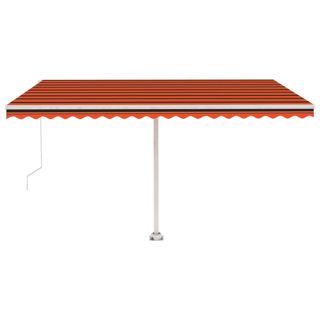 Käsin kelattava markiisi LED-valot 4,5x3,5 m oranssi/ruskea - Sisustajankoti.fi