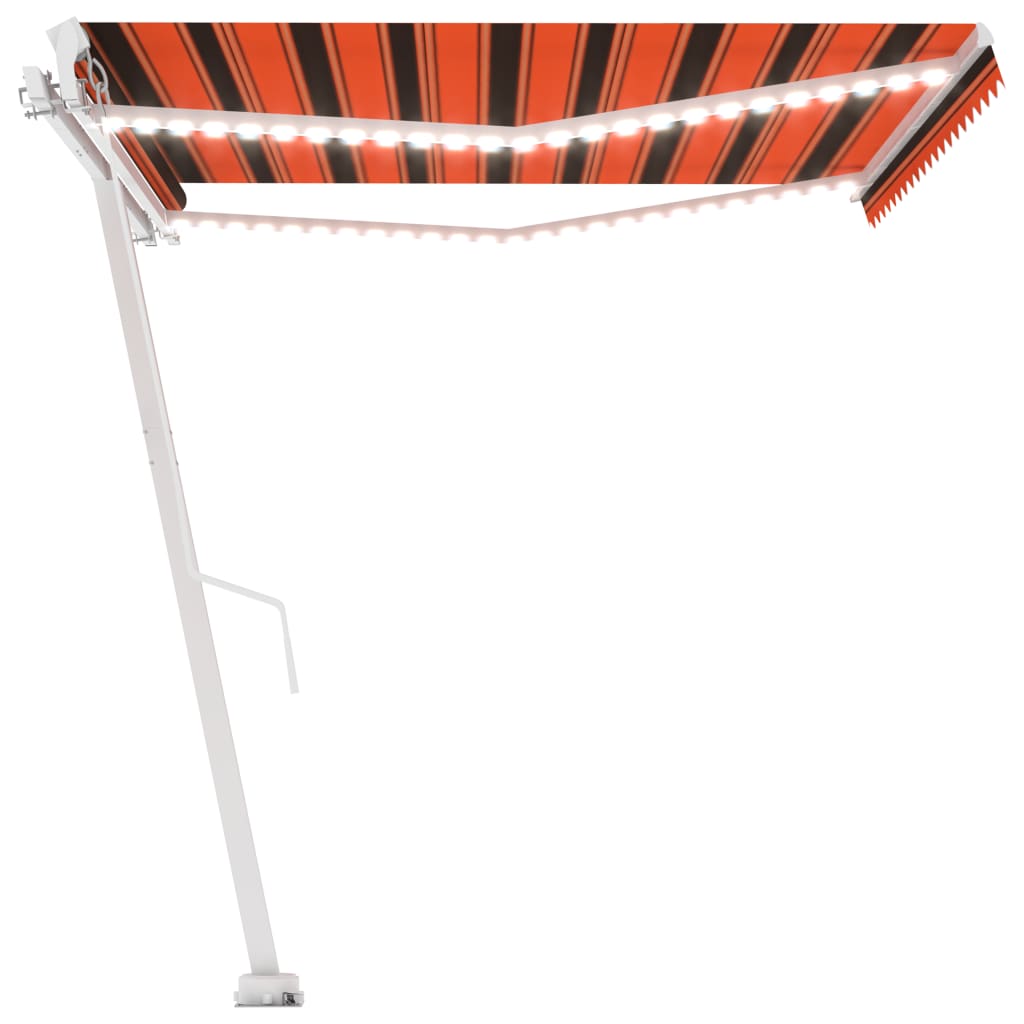 Käsin kelattava markiisi LED-valot 4,5x3,5 m oranssi/ruskea - Sisustajankoti.fi