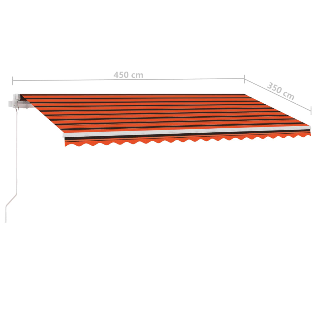 Käsin kelattava markiisi LED-valot 4,5x3,5 m oranssi/ruskea - Sisustajankoti.fi