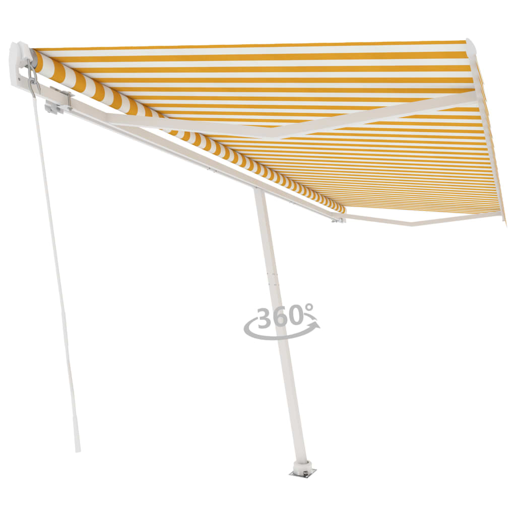 Vapaasti seisova sisäänkelattava markiisi 500x350 cm kel./valk. - Sisustajankoti.fi