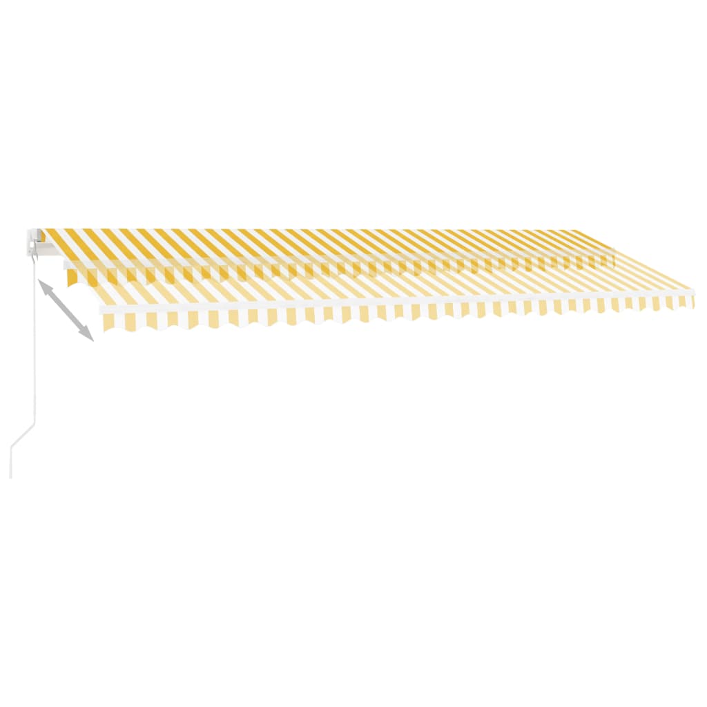 Käsin sisäänkelattava markiisi LEDillä 500x350cm keltavalkoinen - Sisustajankoti.fi