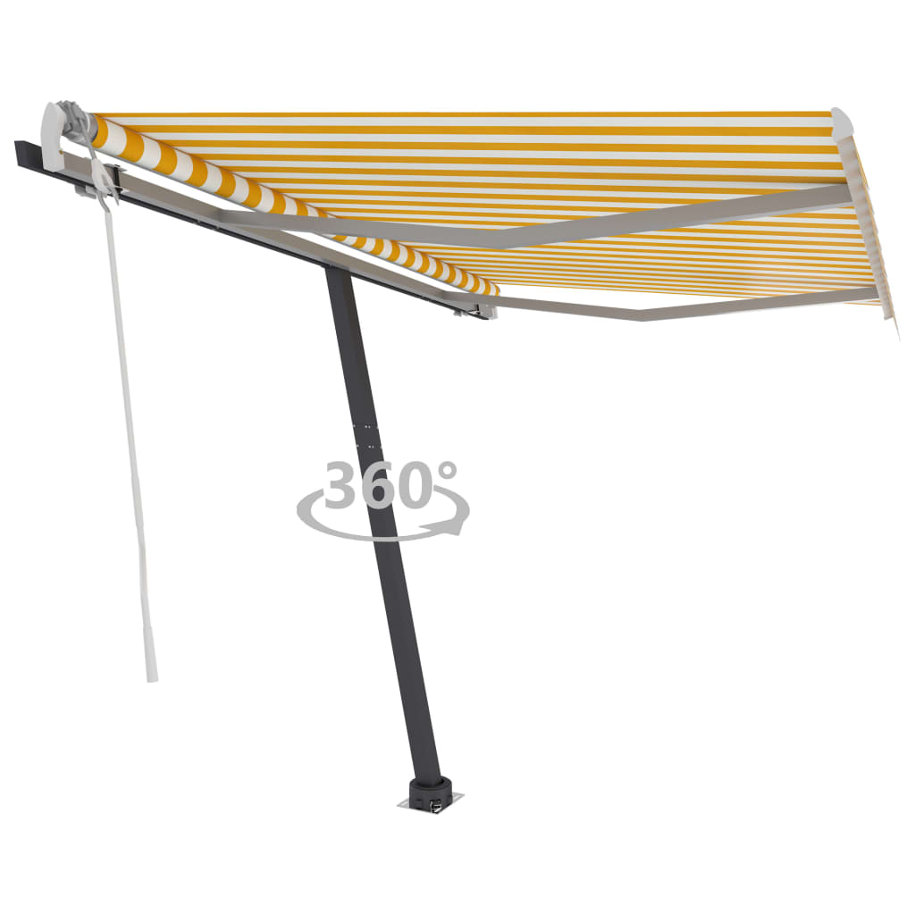 Vapaasti seisova sisäänkelattava markiisi 300x250 cm keltavalk. - Sisustajankoti.fi