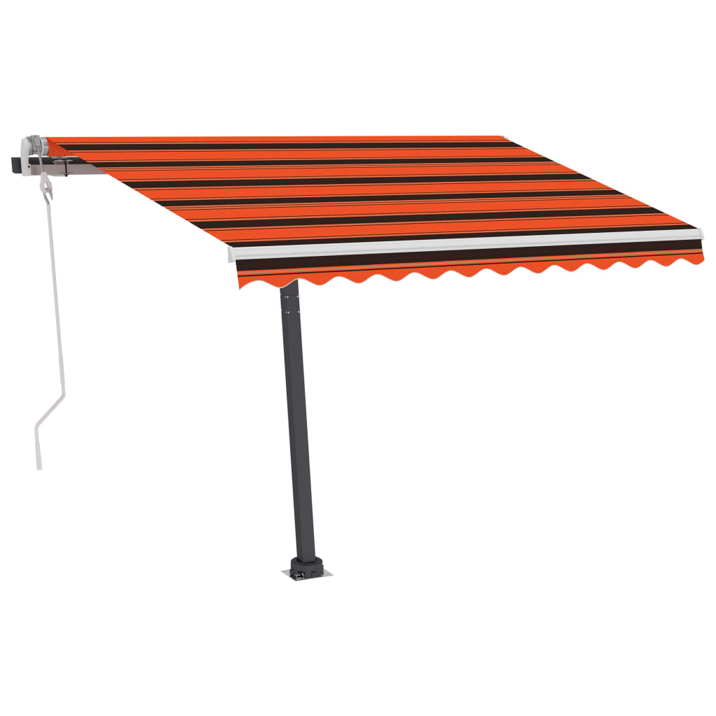 Sisäänkelattava markiisi LEDillä 300x250 cm oranssiruskea - Sisustajankoti.fi