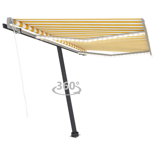 Sisäänkelattava markiisi LED/tuulisensori 300x250 cm keltavalk. - Sisustajankoti.fi