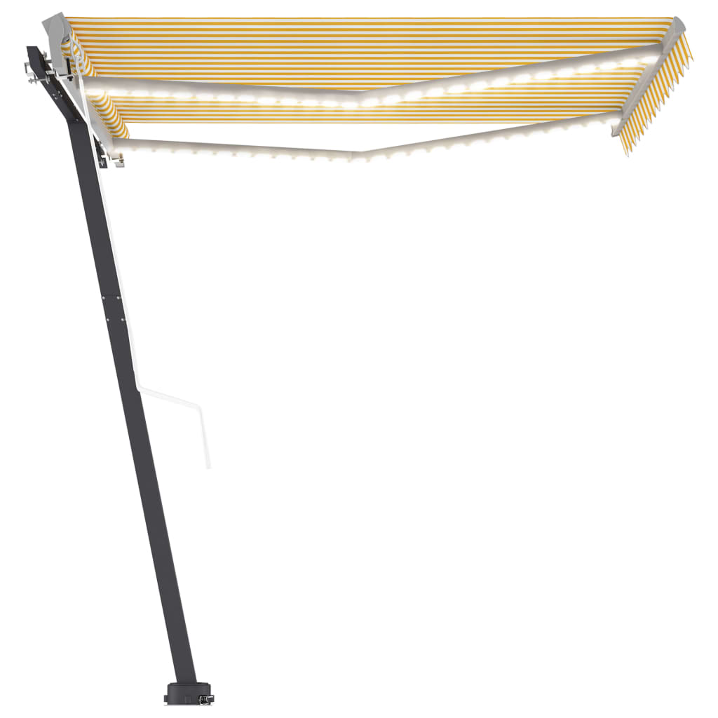Sisäänkelattava markiisi LED/tuulisensori 300x250 cm keltavalk. - Sisustajankoti.fi