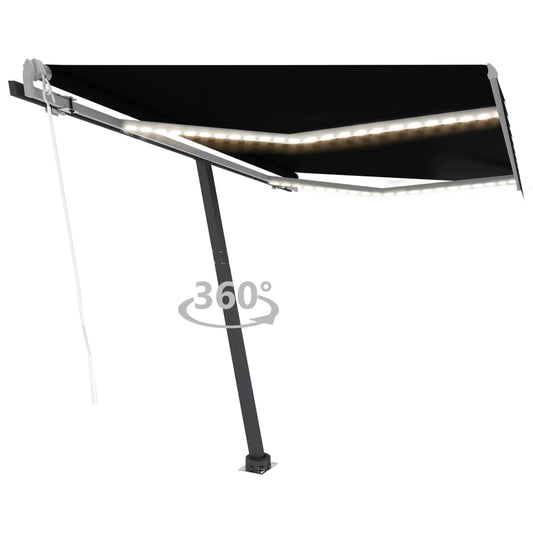 Sisäänkelattava markiisi LED/tuulisensori 300x250cm antrasiitti - Sisustajankoti.fi