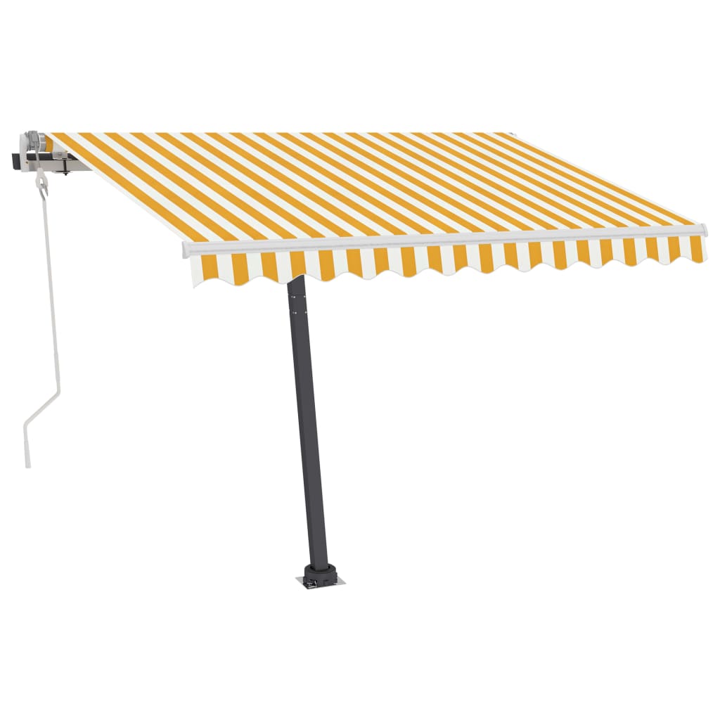 Sisäänkelattava markiisi LEDillä 350x250cm keltavalkoinen - Sisustajankoti.fi