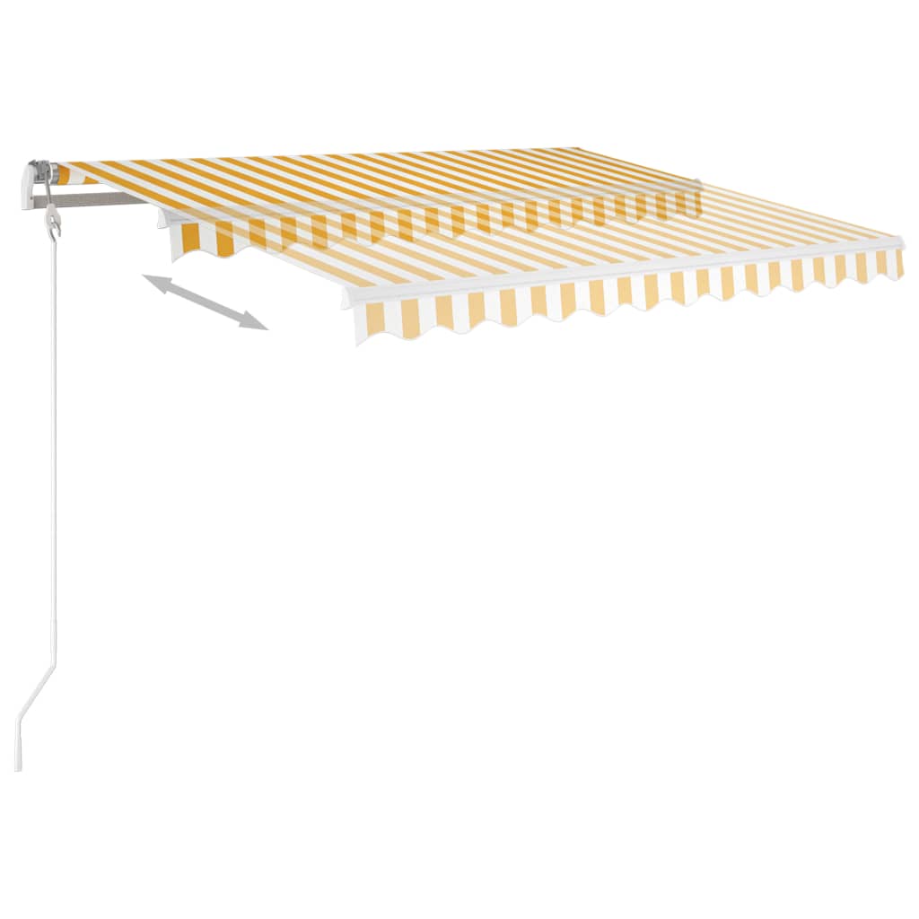 Sisäänkelattava markiisi LEDillä 350x250cm keltavalkoinen - Sisustajankoti.fi