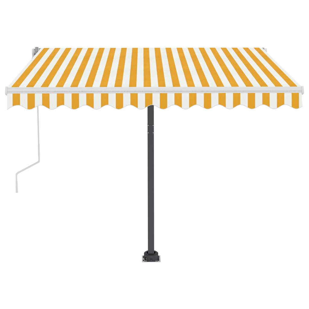 Sisäänkelattava markiisi LEDillä 350x250cm keltavalkoinen - Sisustajankoti.fi