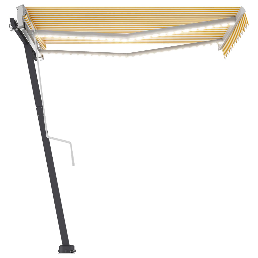 Sisäänkelattava markiisi LEDillä 350x250cm keltavalkoinen - Sisustajankoti.fi
