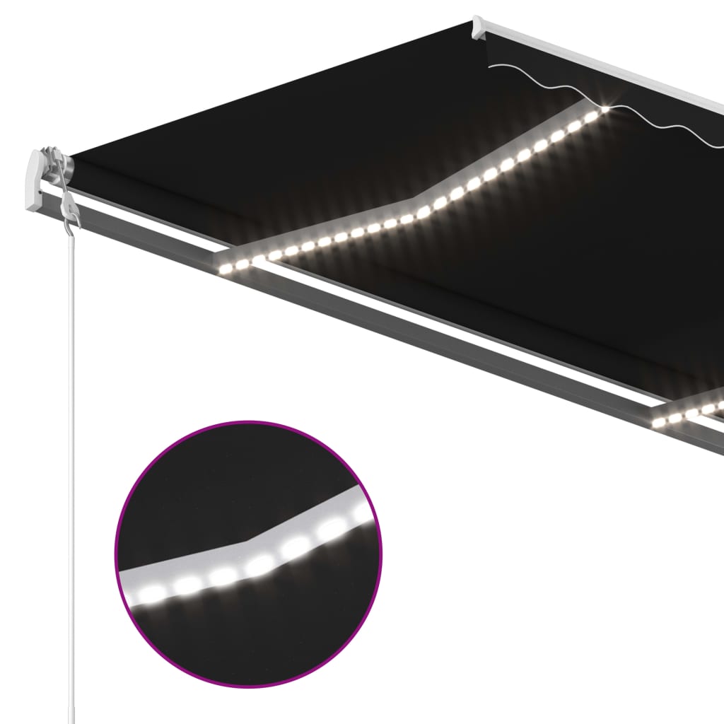 Käsin sisäänkelattava markiisi LEDillä 350x250 cm antrasiitti - Sisustajankoti.fi