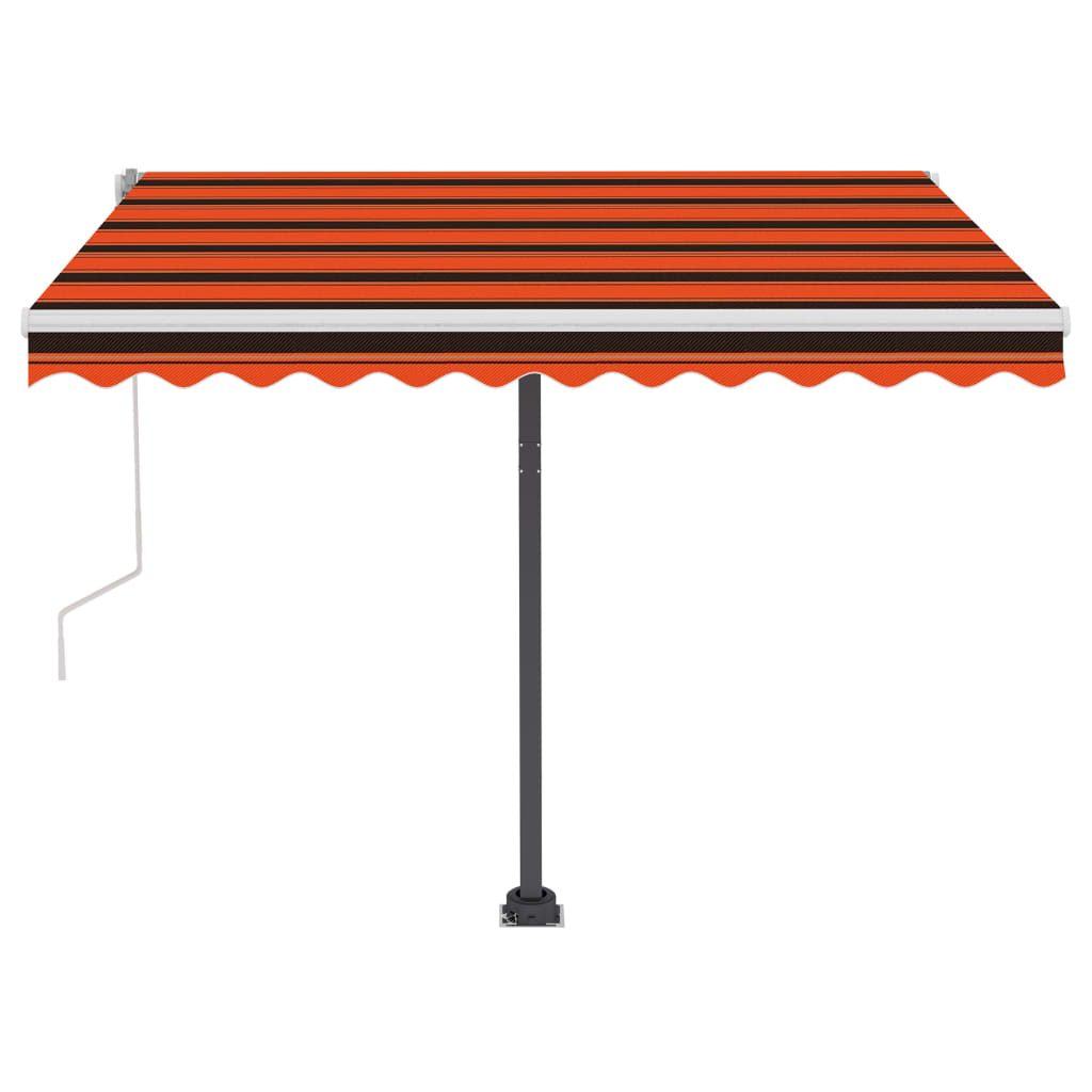 Sisäänkelattava markiisi LEDillä 350x250 cm oranssiruskea - Sisustajankoti.fi