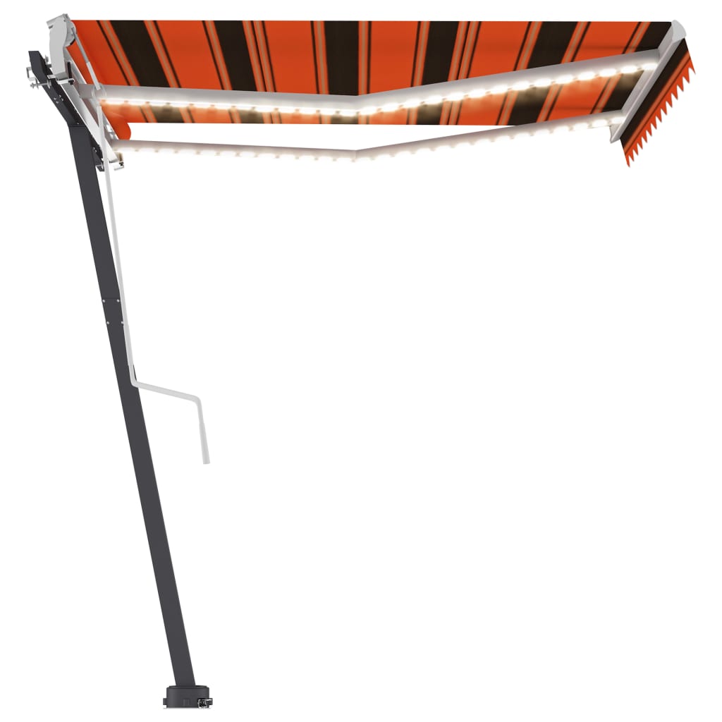 Sisäänkelattava markiisi LEDillä 350x250 cm oranssiruskea - Sisustajankoti.fi