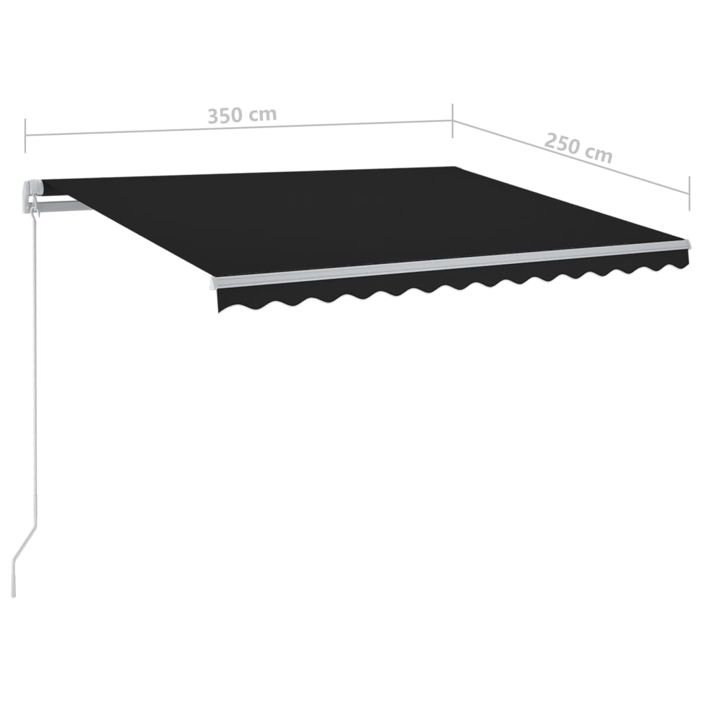 Vapaasti seisova sisäänkelattava markiisi 350x250cm antrasiitti - Sisustajankoti.fi