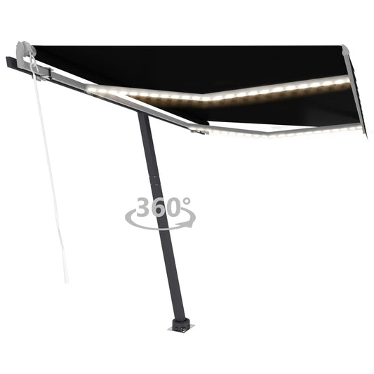 Sisäänkelattava markiisi LED/tuulisensori 350x250cm antrasiitti - Sisustajankoti.fi