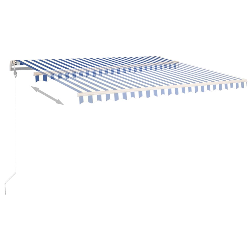 Vapaasti seisova sisäänkelattava markiisi 400x350 cm sinivalk. - Sisustajankoti.fi