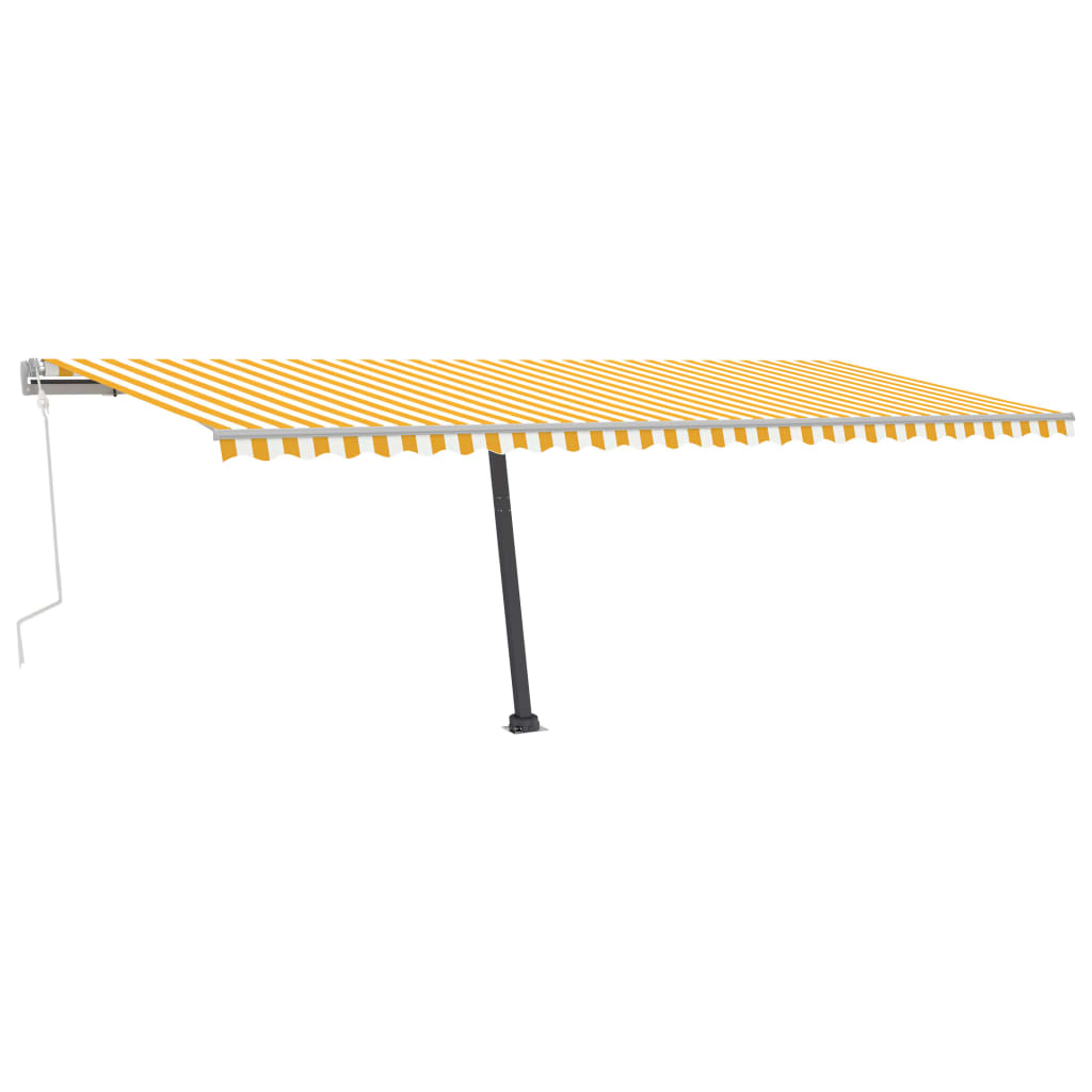 Sisäänkelattava markiisi LEDillä 600x350 cm keltavalkoinen - Sisustajankoti.fi