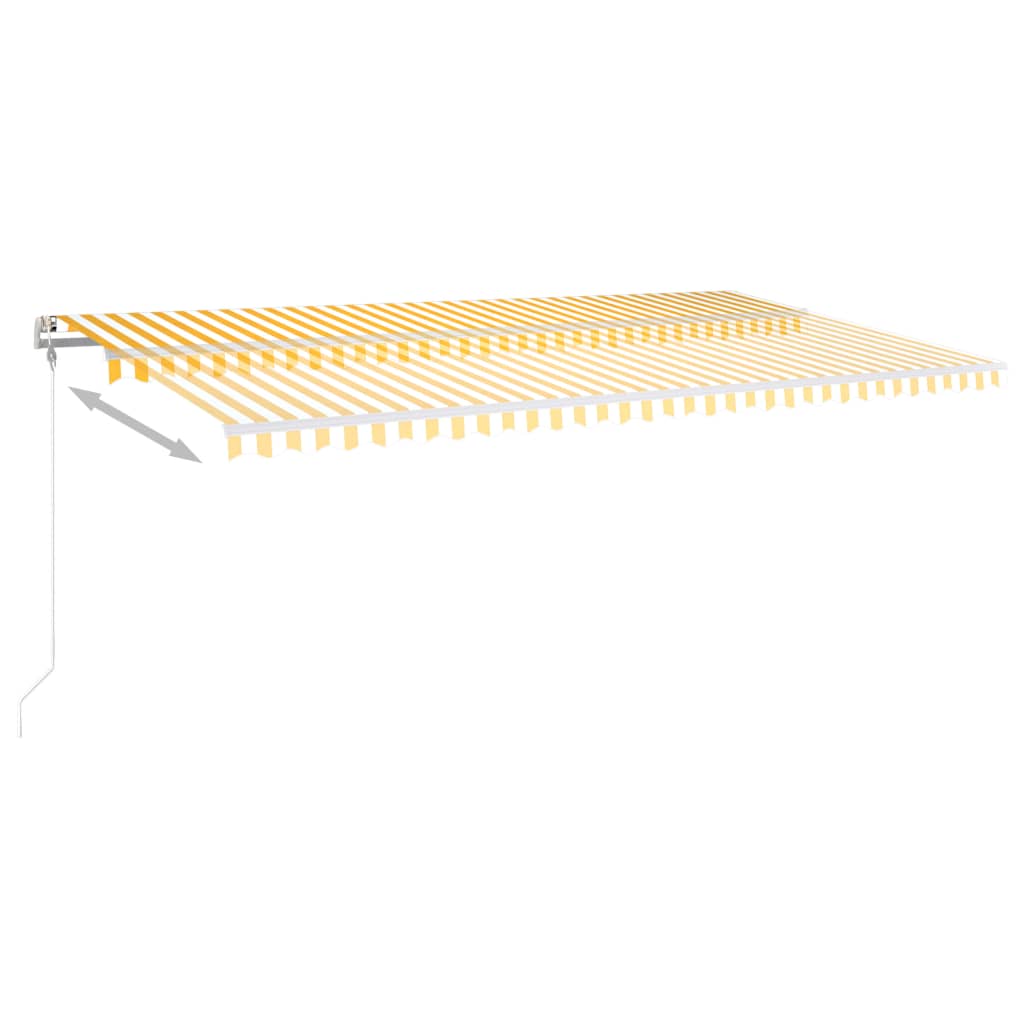 Sisäänkelattava markiisi LEDillä 600x350 cm keltavalkoinen - Sisustajankoti.fi