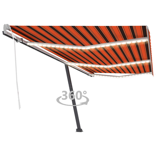 Sisäänkelattava markiisi LED-valo 600x350 cm orans./rusk. - Sisustajankoti.fi