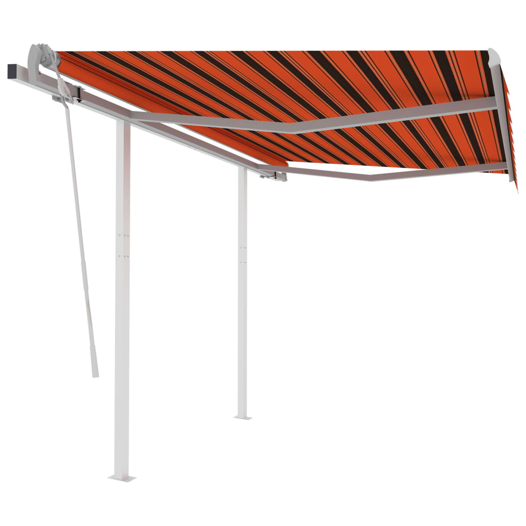 Manuaalisesti kelattava markiisi tolpilla 3x2,5m oranssi/ruskea - Sisustajankoti.fi