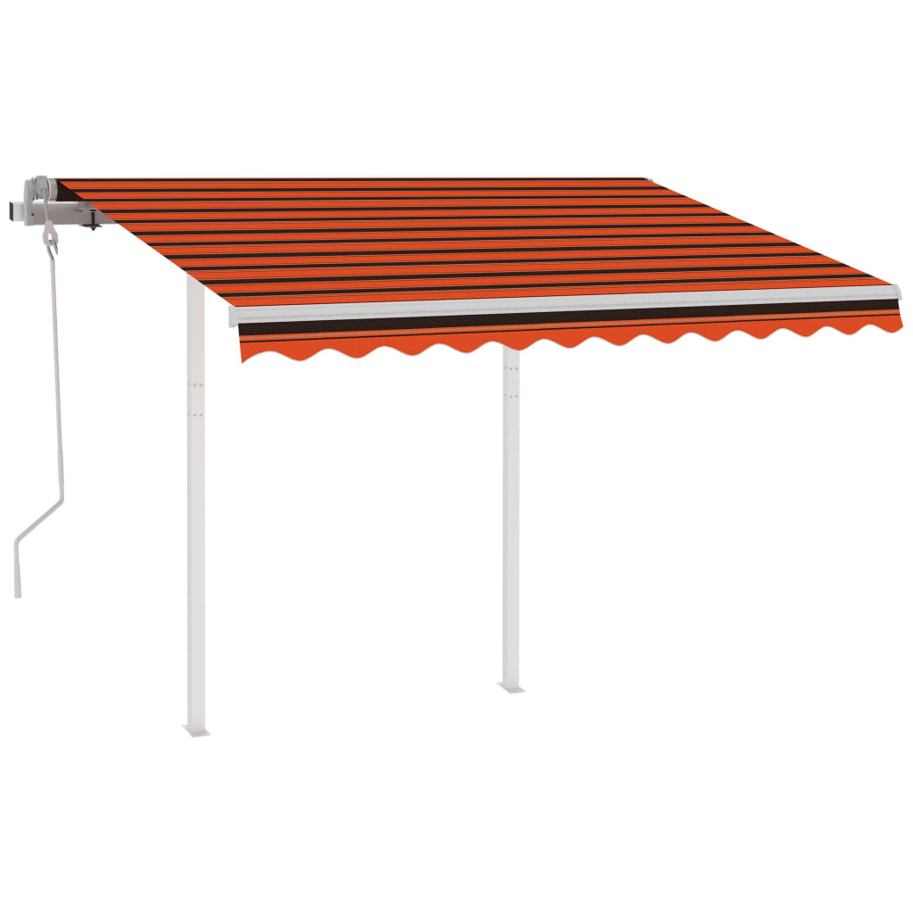 Manuaalisesti kelattava markiisi tolpilla 3x2,5m oranssi/ruskea - Sisustajankoti.fi