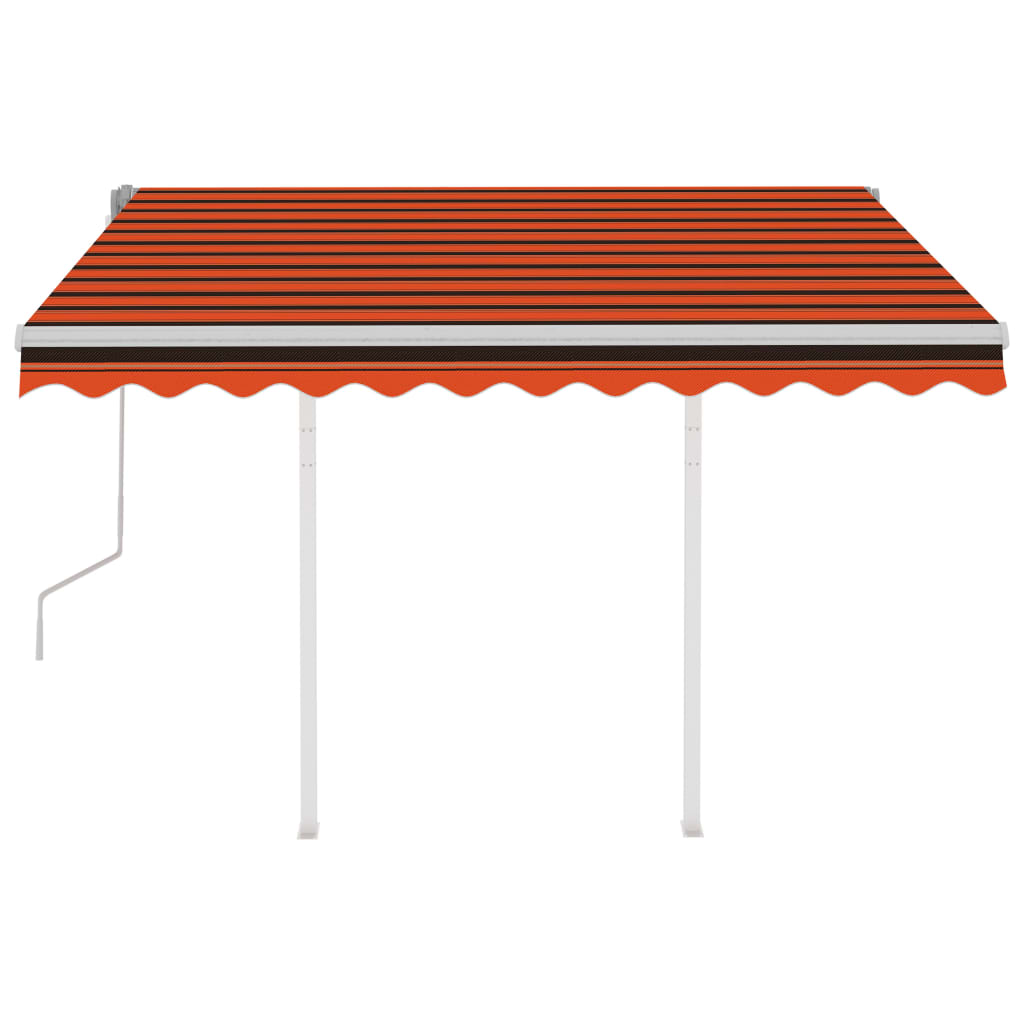 Manuaalisesti kelattava markiisi tolpilla 3x2,5m oranssi/ruskea - Sisustajankoti.fi
