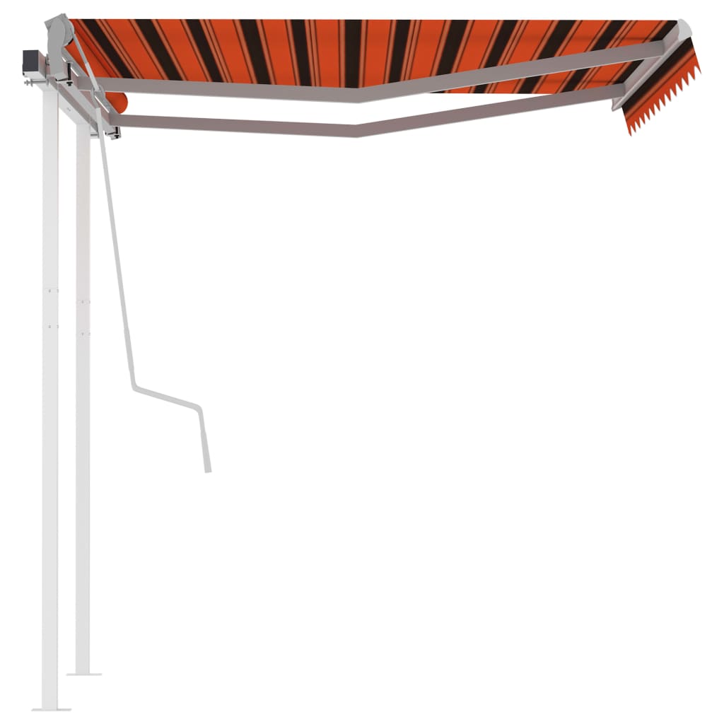 Manuaalisesti kelattava markiisi tolpilla 3x2,5m oranssi/ruskea - Sisustajankoti.fi