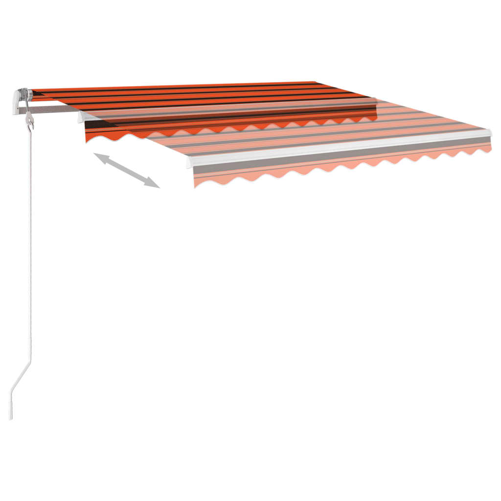 Manuaalisesti kelattava markiisi tolpilla 3x2,5m oranssi/ruskea - Sisustajankoti.fi