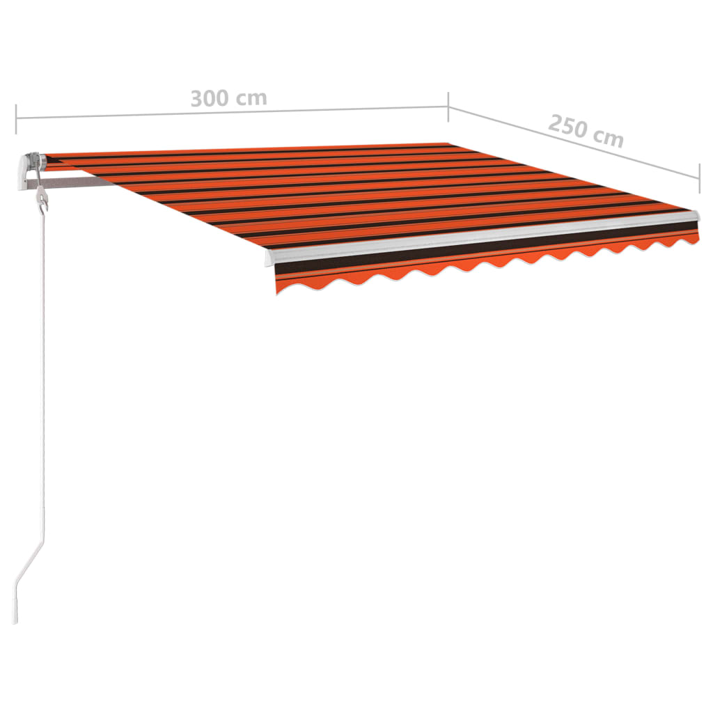 Manuaalisesti kelattava markiisi tolpilla 3x2,5m oranssi/ruskea - Sisustajankoti.fi