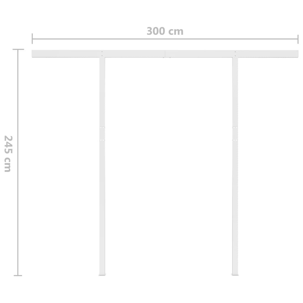 Manuaalisesti kelattava markiisi LED-valot 3x2,5m keltavalko. - Sisustajankoti.fi