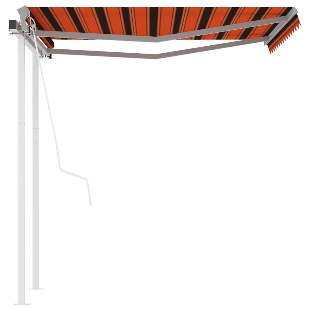 Automaattisesti kelautuva markiisi tolpilla 3,5x2,5m oranssiru. - Sisustajankoti.fi