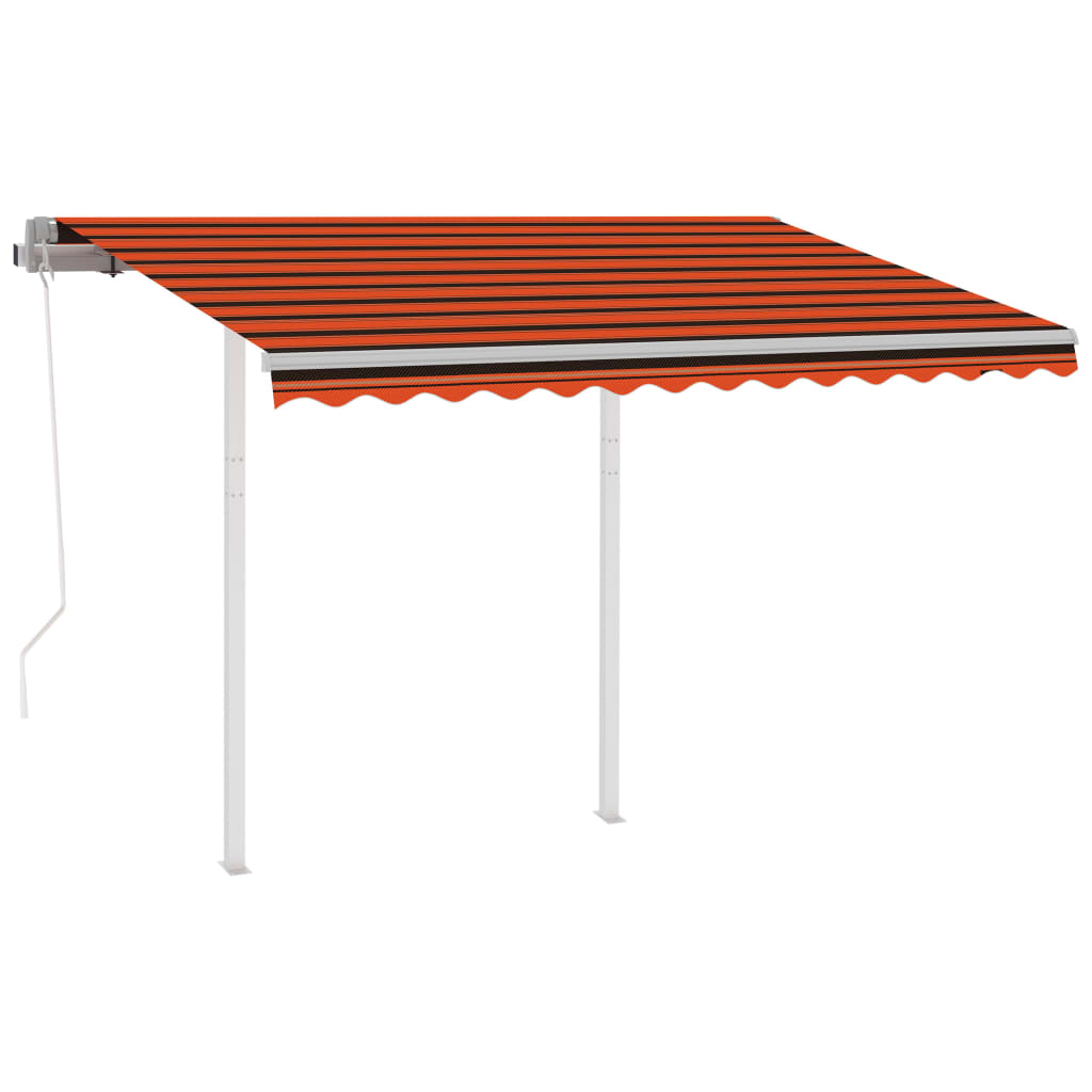 Automaattisesti kelautuva markiisi tolpilla 3,5x2,5m oranssiru. - Sisustajankoti.fi