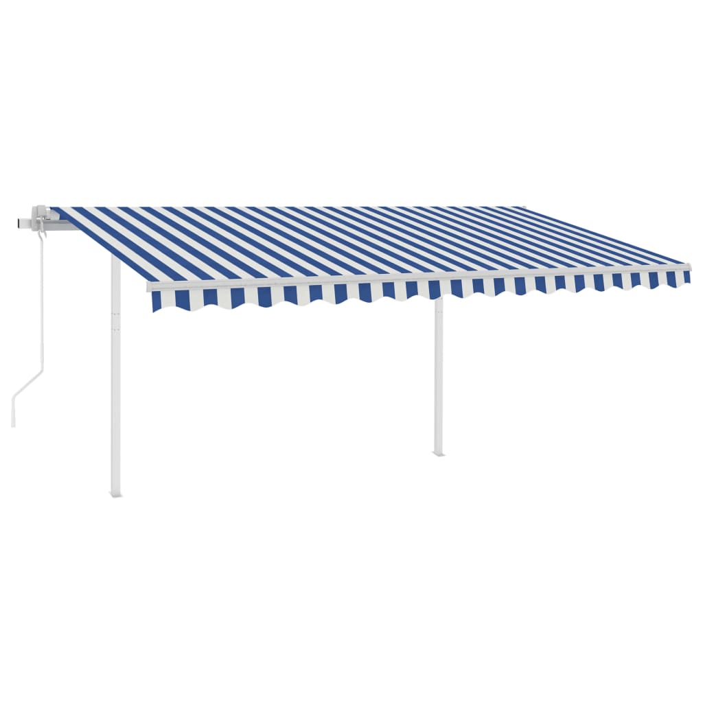 Sisäänkelattava markiisi LED/tuulisensori 4x3 m sinivalkoinen - Sisustajankoti.fi