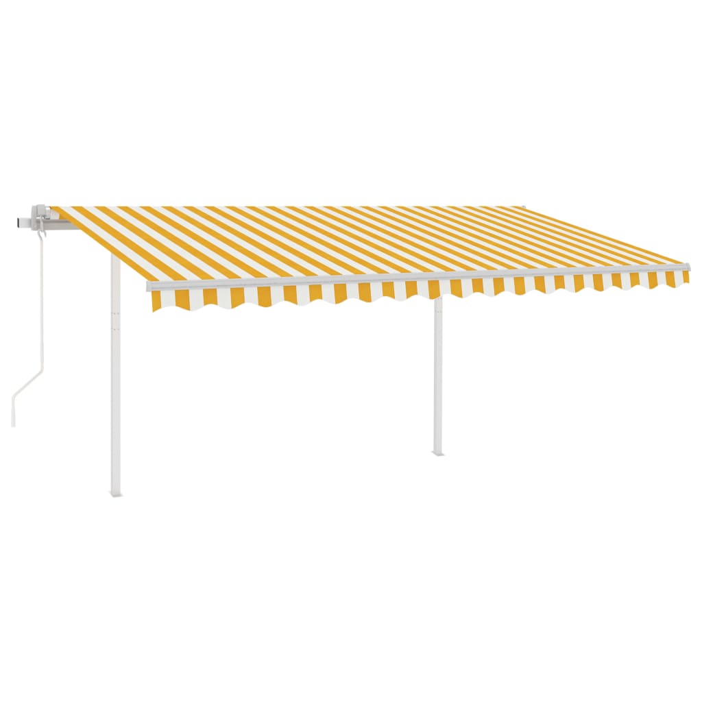 Sisäänkelattava markiisi LED/tuulisensori 4x3 m keltavalkoinen - Sisustajankoti.fi