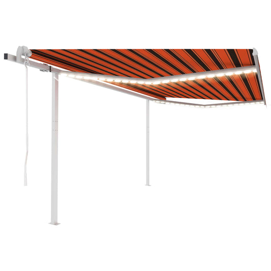 Sisäänkelattava markiisi LED/tuulisensori 4x3 m oranssiruskea - Sisustajankoti.fi