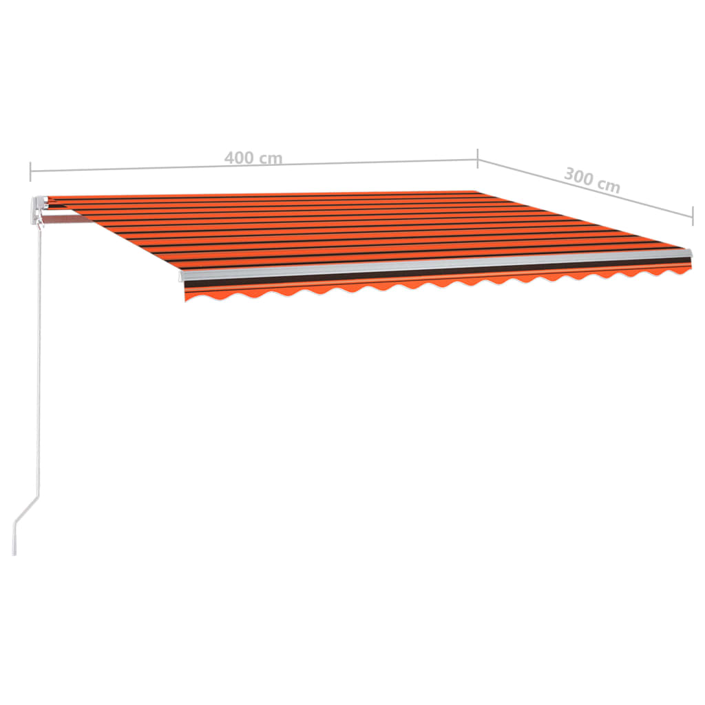Sisäänkelattava markiisi LED/tuulisensori 4x3 m oranssiruskea - Sisustajankoti.fi