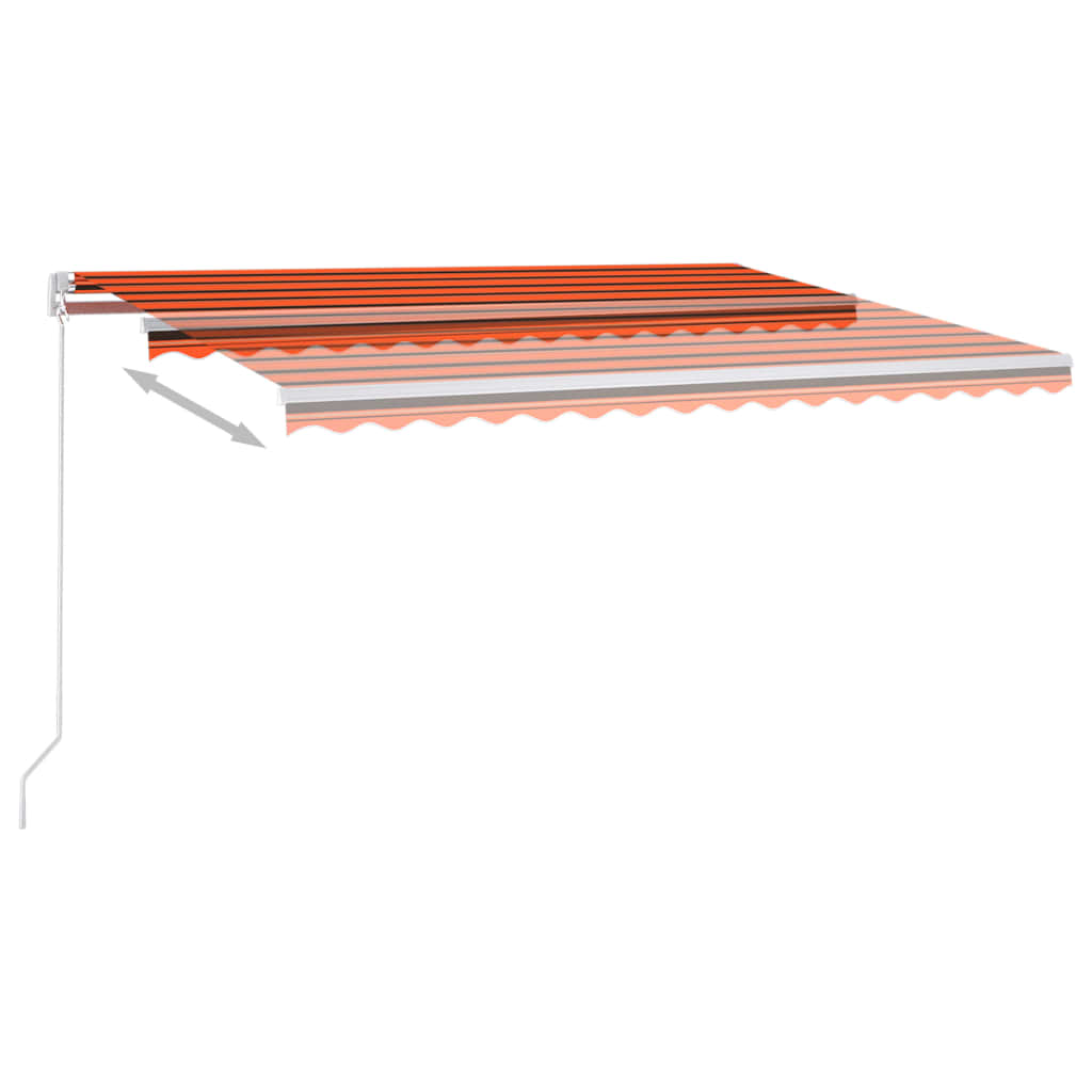 Sisäänkelattava markiisi LED/tuulisensori 4x3 m oranssiruskea - Sisustajankoti.fi