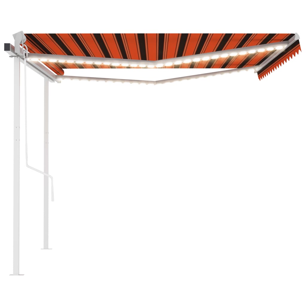 Sisäänkelattava markiisi LED/tuulisensori 4x3 m oranssiruskea - Sisustajankoti.fi