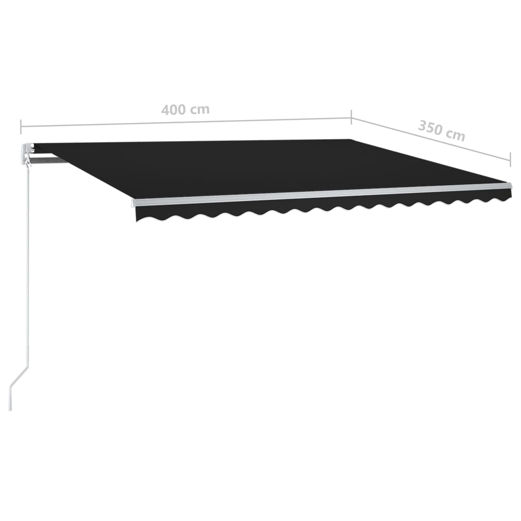 Sisäänkelattava markiisi LED/tuulisensori 4x3,5 m antrasiitti - Sisustajankoti.fi