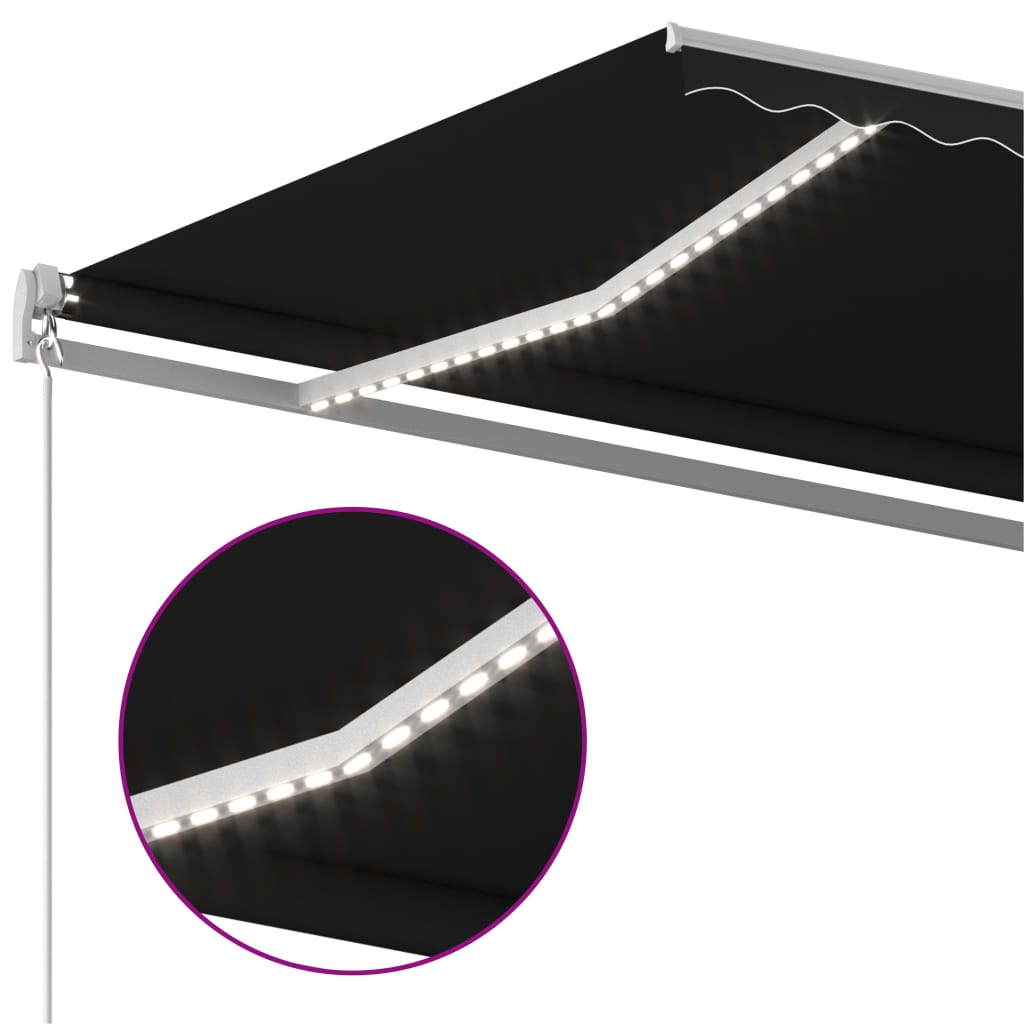 Sisäänkelattava markiisi LED/tuulisensori 4x3,5 m antrasiitti - Sisustajankoti.fi