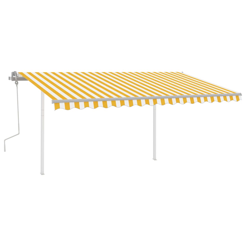 Manuaalisesti kelattava markiisi LED-valot 4,5x3,5 m keltavalk. - Sisustajankoti.fi